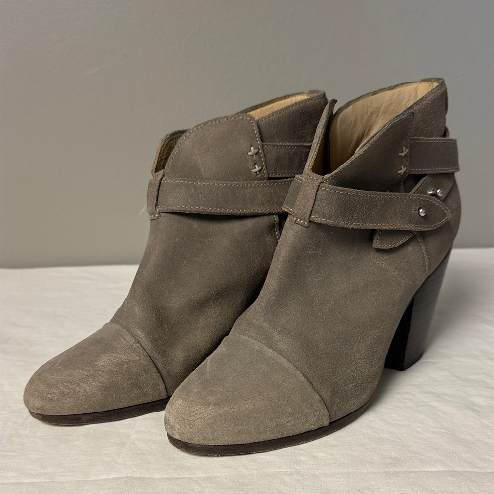 Rag & Bone Suede Ankle Booties Gray Size 38.5 Block Heel